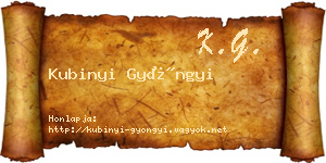 Kubinyi Gyöngyi névjegykártya